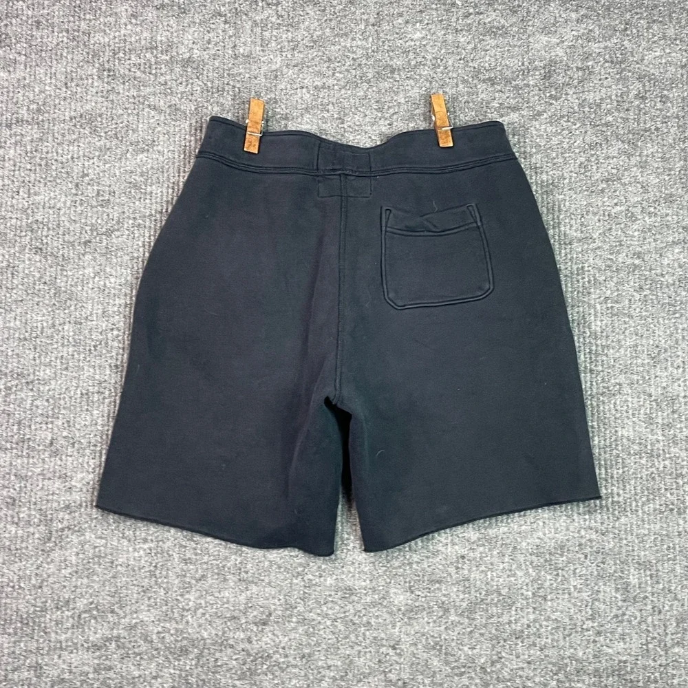 Hollister Sweat Shorts Mens M Navy Blue Logo Graphic Fleece Raw Hem Casual
